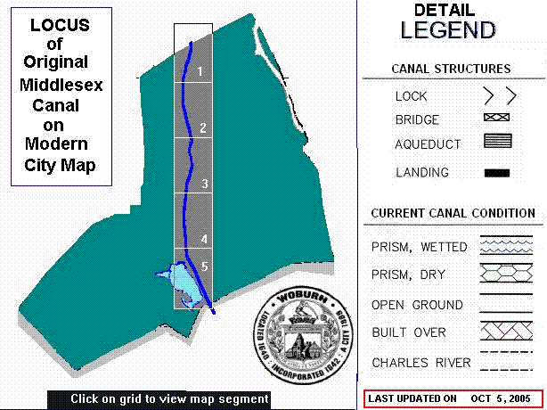 Current Middlesex Canal Map for Woburn